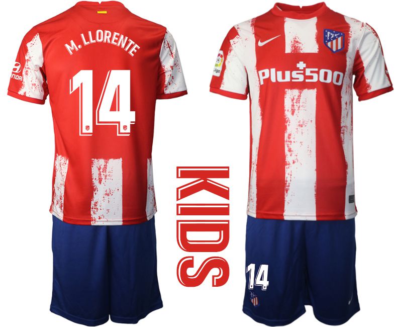 Youth 2021-2022 Club Atletico Madrid home red #14 Nike Soccer Jersey